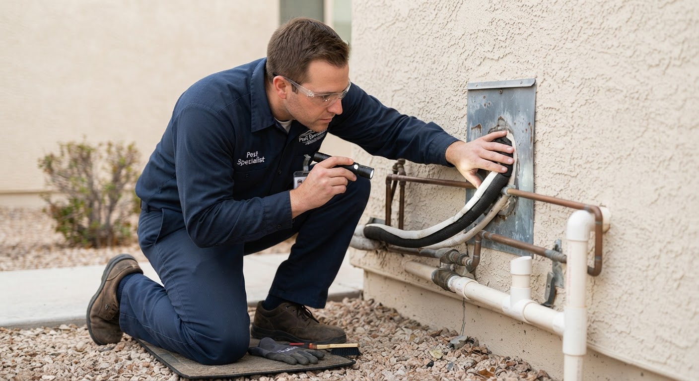 Inspection of utility pipe entry points along an exterior wall